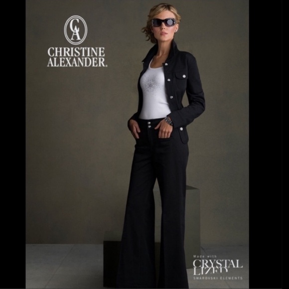 Christine Alexander Black Denim Jacket W/ Beautiful Swarovski Crystals 💎 - Picture 9 of 10